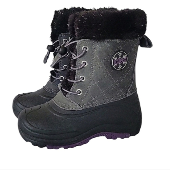 NWOT Totes Harper Mid Black Winter Boots Snow Ski Waterproof Girl's 13 - Picture 1 of 11